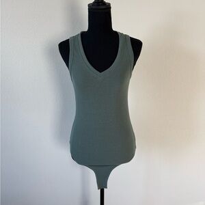 Olive Green Vneck Bodysuit New with Tags Size Small